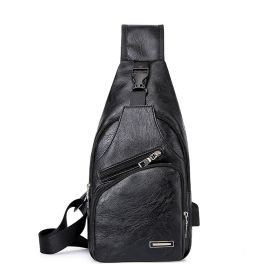 Casual Fashion Men's USB Charging Chest Bag (Option: Black)